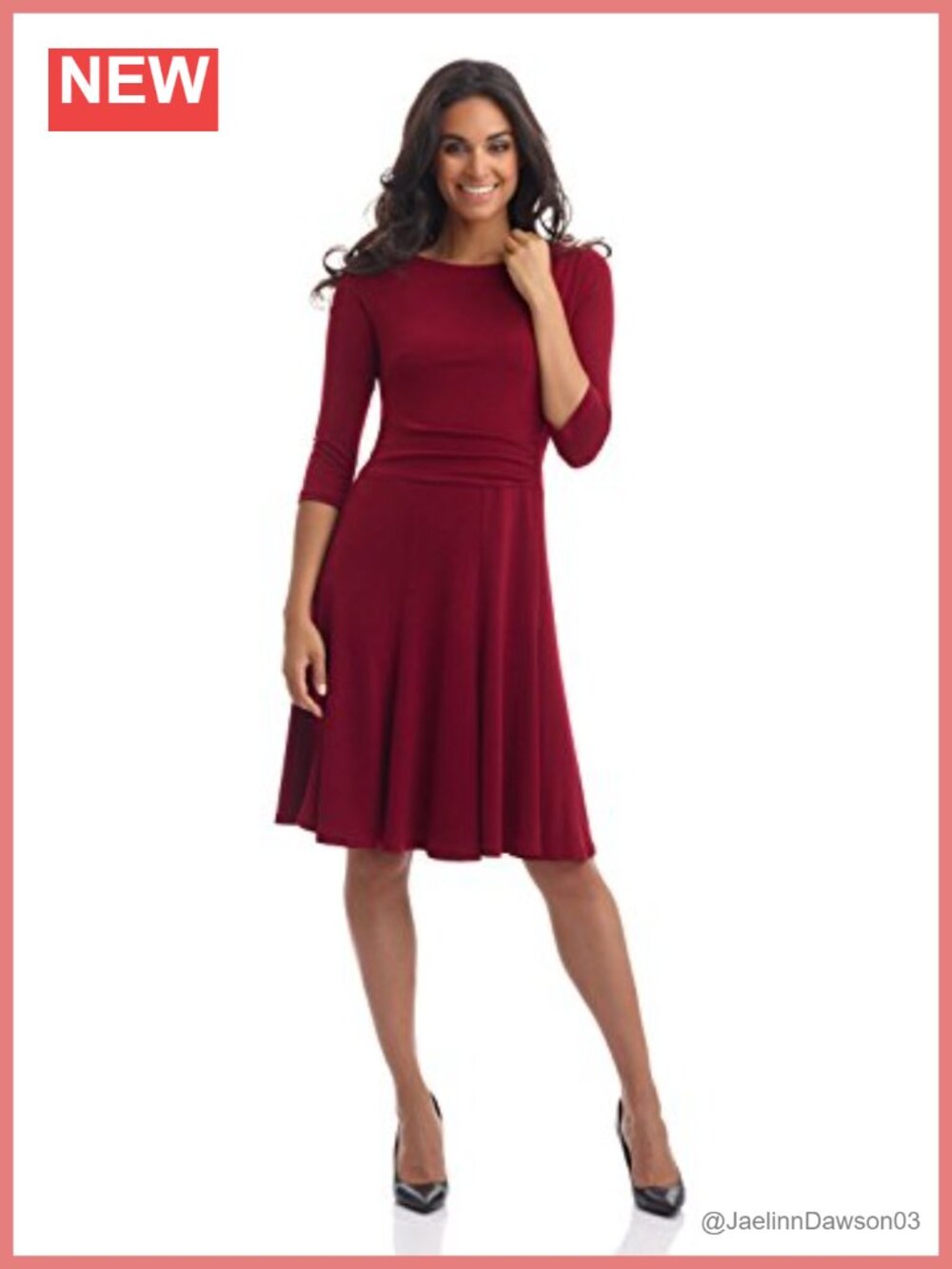 Flippy Fit N Flare Knee-Length Dress 3/4 Sleeve Pull On